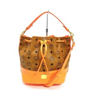 MCM Brown and Orange Shoulder Bag Brown / Crossbody Bucket Bag